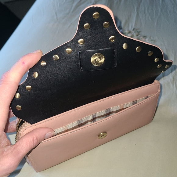 NWT Studded Wallet Pink Womens Several Multi Compartments Zipper - Picture 2 of 6